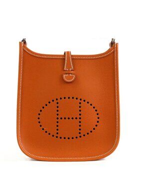 Hermes Evelyne TPM Cognac Silver Epsom Shoulder Bag